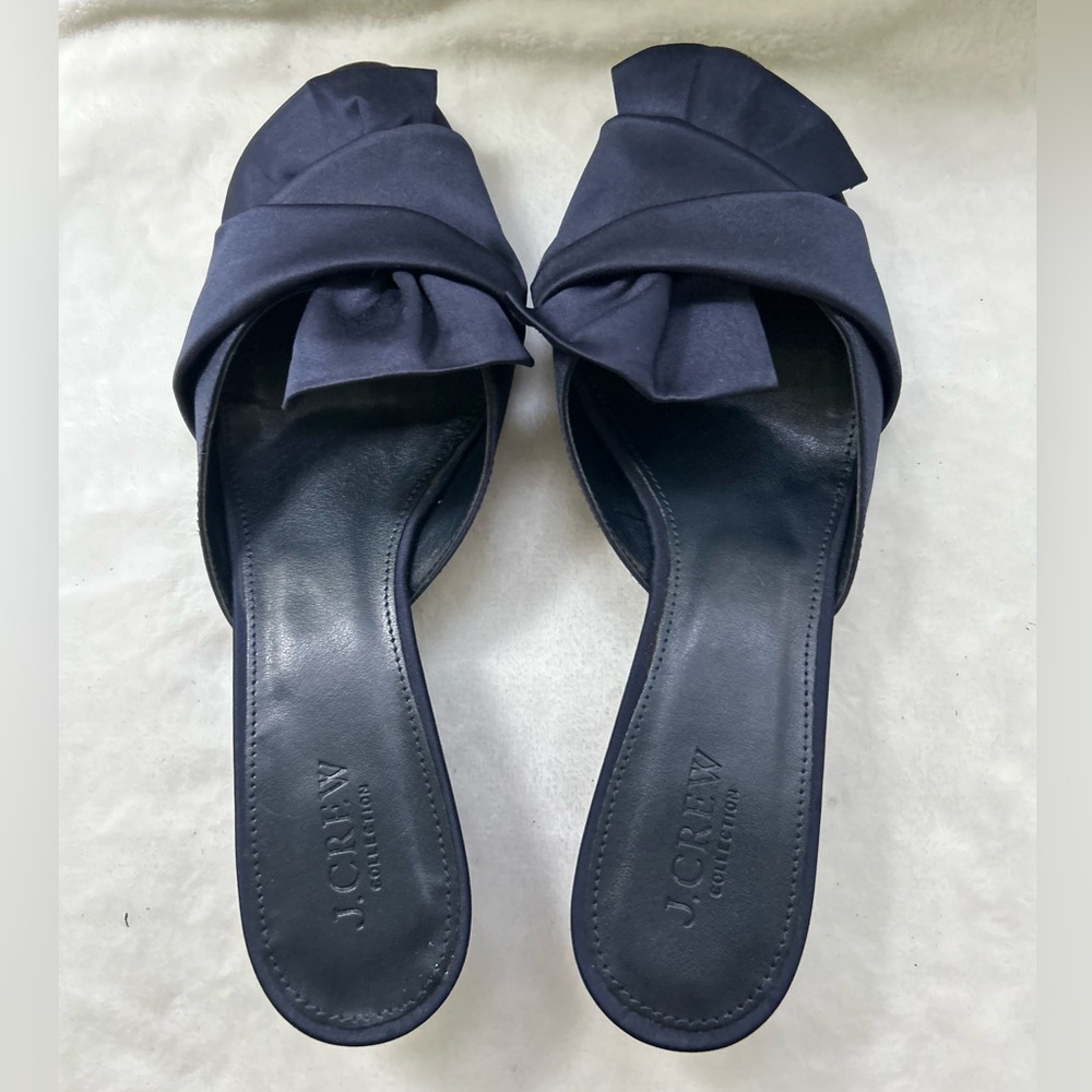 J. Crew Collection Blue Size 8 Mules Satin Wedges Slip On Heel Shoes - Picture 11 of 14